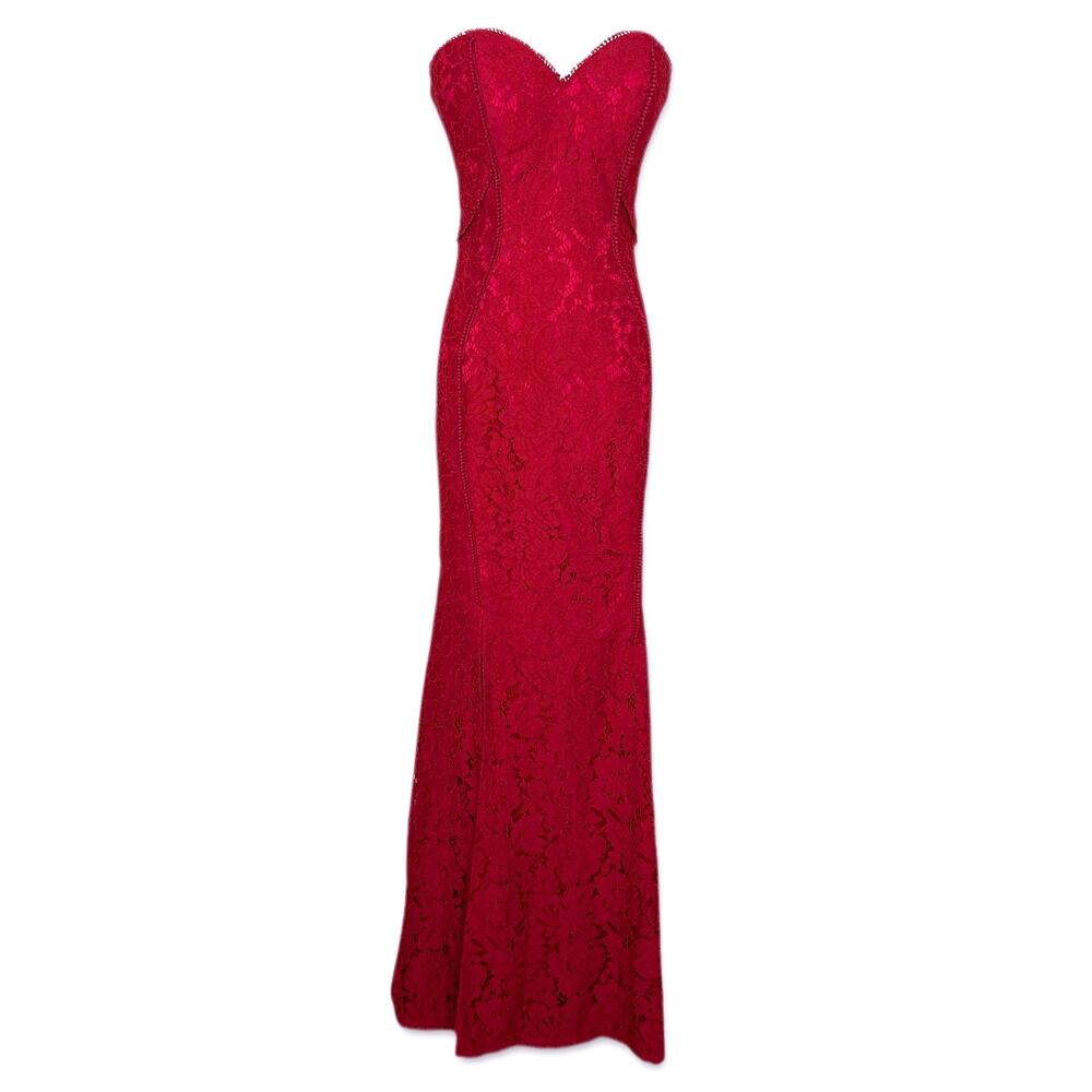Elegant Red Lace Maxi Dress